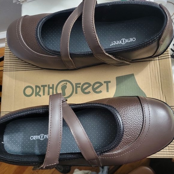 OrthoFeet Women's Supportive Leather Sarasota Beach Mary Jane Style Brown Sz 11 - Picture 11 of 13